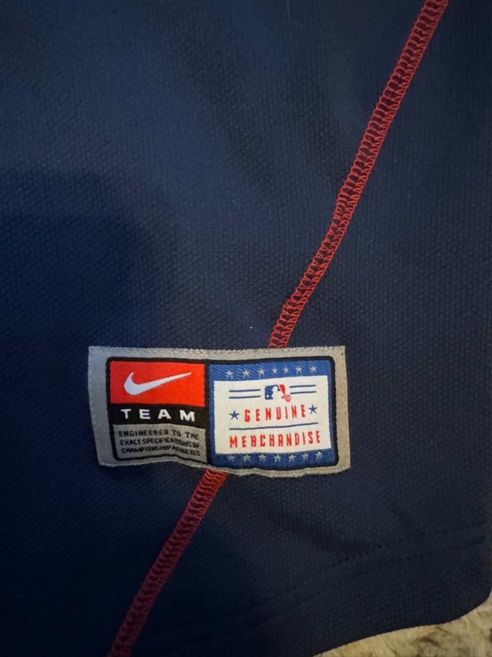 Cleveland Nike Navy and Red MLB Team Jersey Patch Detail - Picture 2 of 8